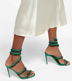 Crystal Wrap Heels – Sandals with Wraparound Ankle Strap & Rhinestones