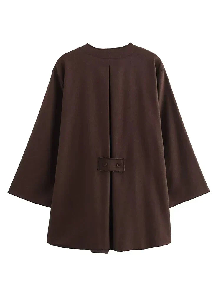 Women's linen-look Co-Ord Set – Kimono-Style Wrap Top