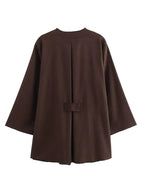Women's linen-look Co-Ord Set – Kimono-Style Wrap Top