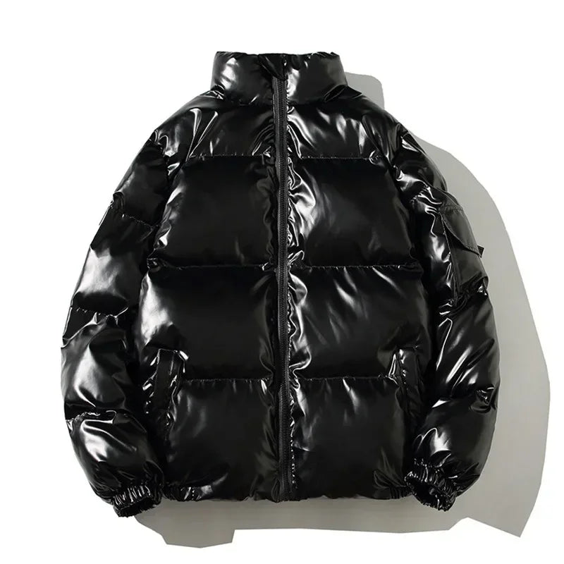 Women's High-Shine Puffer Winter Jacket – Quilted Zip-Up Insulated
