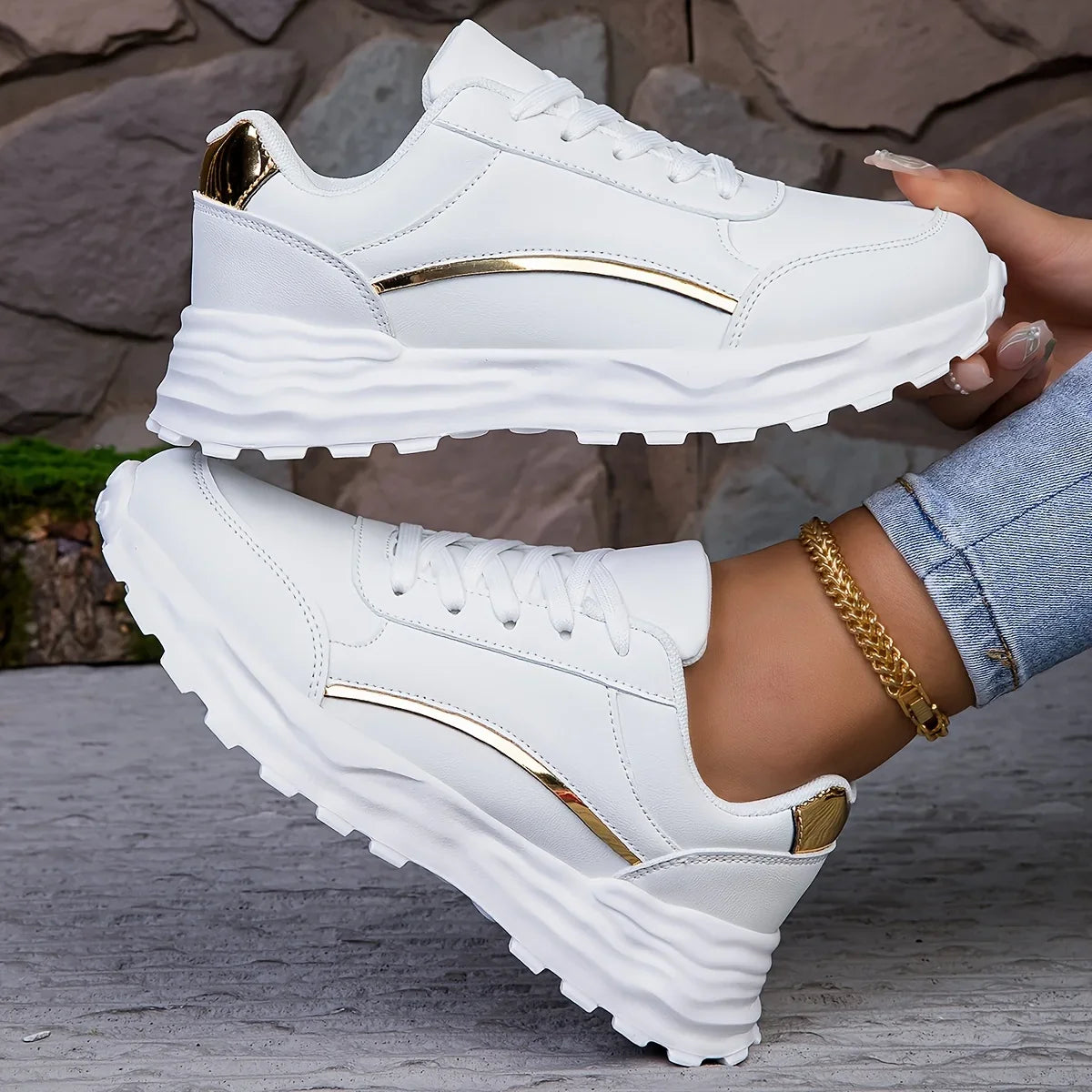 Ivory Leather-Look Sneaker – Everyday Luxury Trainer | Meave & Ivy