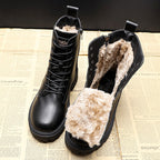 Women's leather-look Lace-Up Winter Ankle Boots
