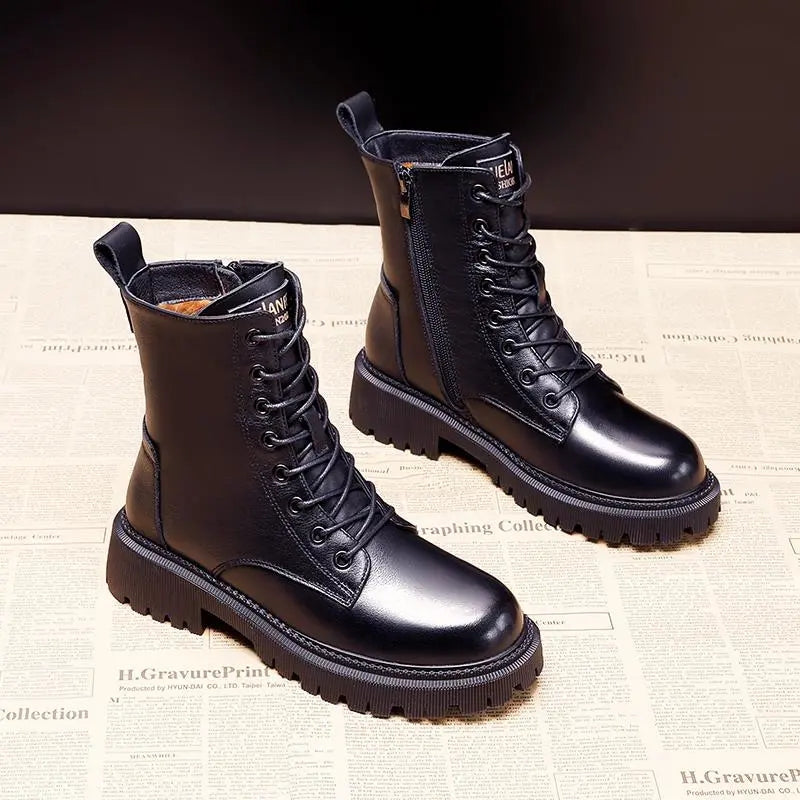 Women's leather-look Lace-Up Winter Ankle Boots