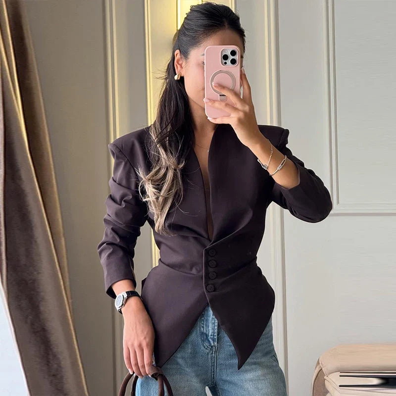 Ivory Pleated Blazer Jacket – Elegant Lace-Up Tailoring | Meave & Ivy