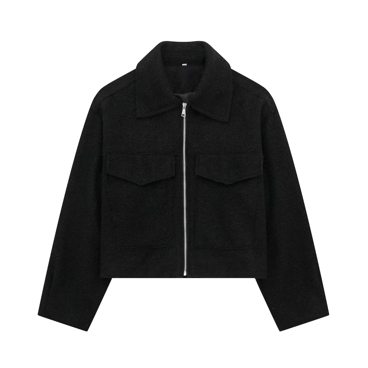 Grey Fleece Cropped Jacket – Effortless Lapel Outerwear | Meave & Ivy