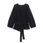 Shoulder-Pad Knit Blazer – Sculptural Belted Statement Jacket | Meave & Ivy