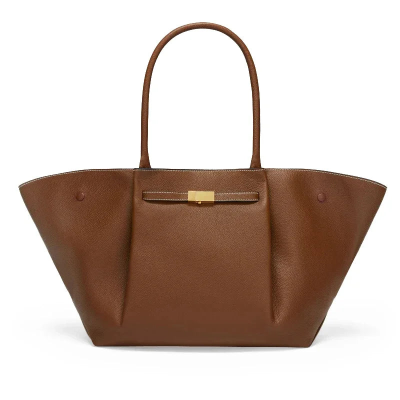 Luxury Tote Bag with Gold Clasp – Timeless Structured Handbag