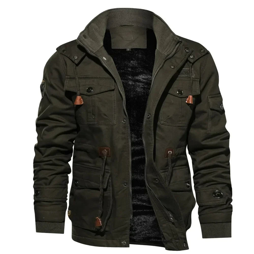 Men's Insulated Utility Winter Jacket – Thick Full-Zip Cold-Weather Field