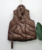 Women's Oversized Padded Puffer Gilet with High Shawl Collar