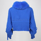 Women's faux fur-Trimmed Knitted Cardigan