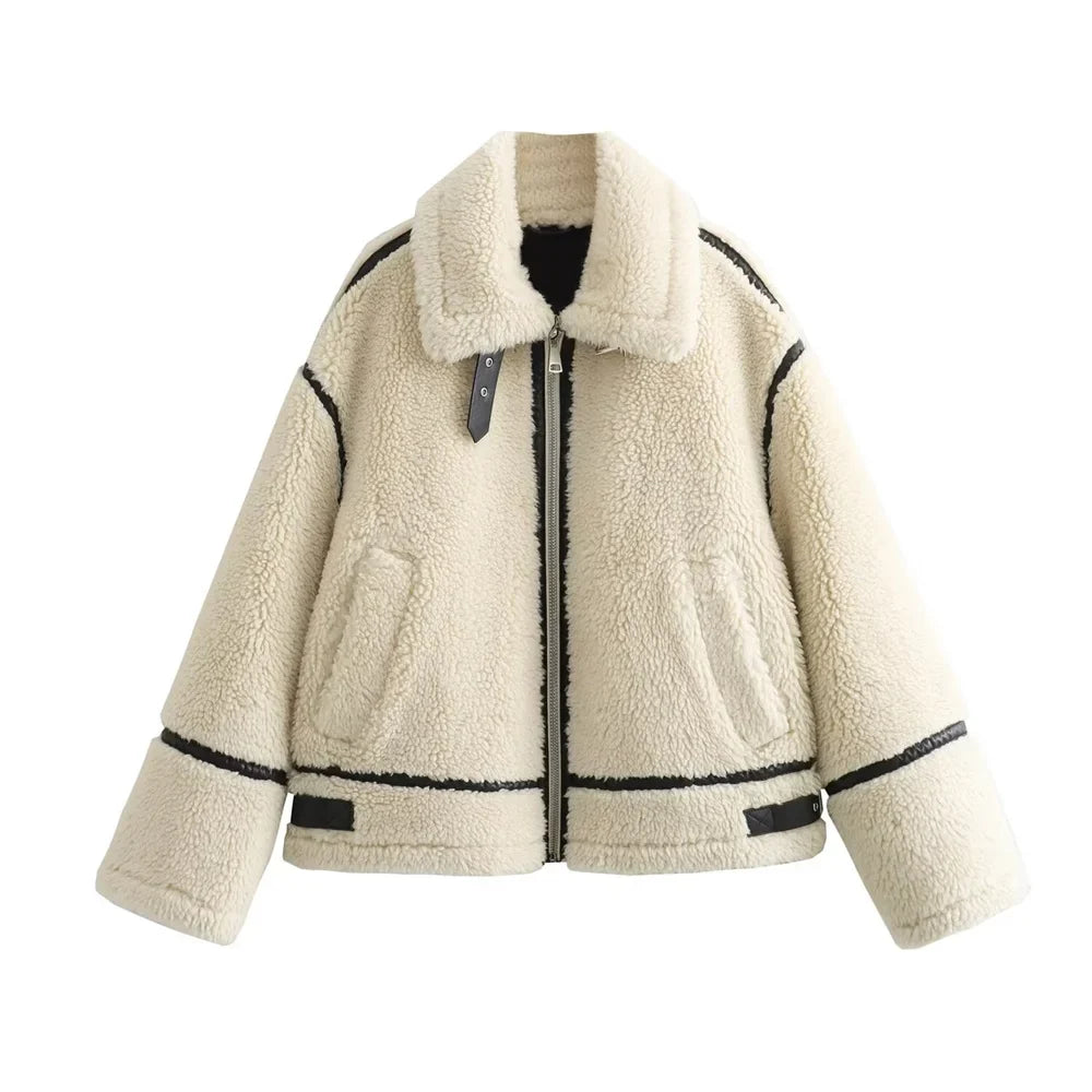 Ivory Faux Fur Moto Jacket – Luxe Statement Outerwear | Meave & Ivy