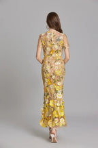 3D Floral Appliqué Wedding Guest Midi Dress