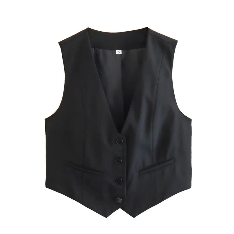 Monochrome Tailored Cropped Vest – Sharp Suiting Essential | Meave & Ivy