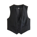 Monochrome Tailored Cropped Vest – Sharp Suiting Essential | Meave & Ivy