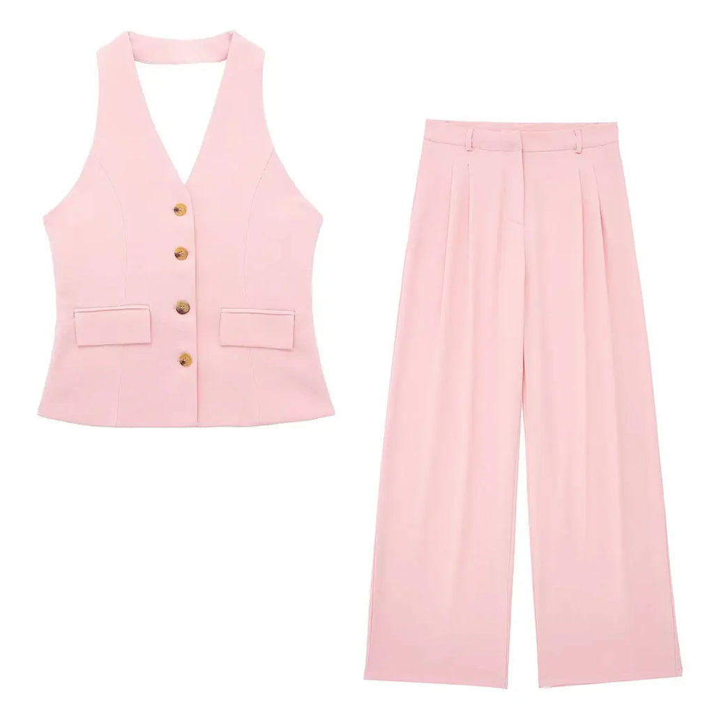Halter Blazer Vest & Trouser Co-Ord Set – Tailored Suit | Meave & Ivy