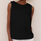 Sleeveless Roll-Neck Linen Top