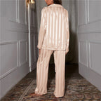 Women's Satin Lounge Co-Ord Set – Long-Sleeve Button-Up Shirt