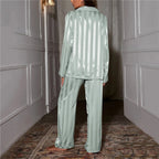 Women's Satin Lounge Co-Ord Set – Long-Sleeve Button-Up Shirt