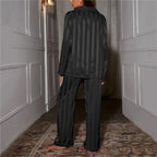 Women's Satin Lounge Co-Ord Set – Long-Sleeve Button-Up Shirt