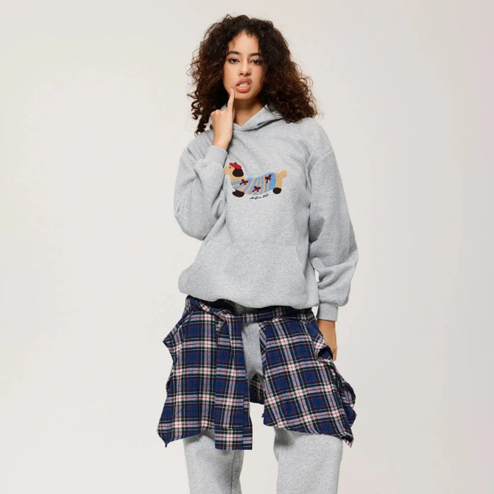 Embroidered Dachshund Hoodie – Women's Cosy Dog Hoodie
