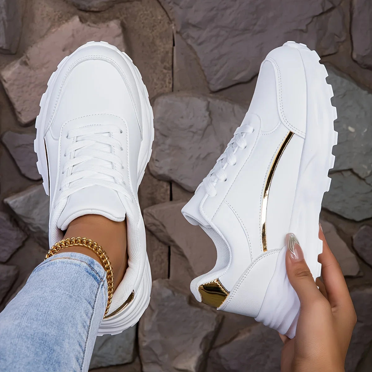 Ivory Leather-Look Sneaker – Everyday Luxury Trainer | Meave & Ivy