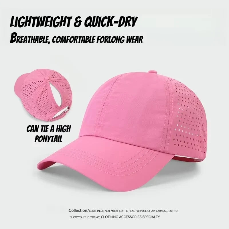 Washed Baseball Cap with Ponytail Opening