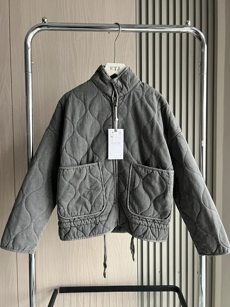 Quilted Everyday Jacket with Pocket Detail & Drawstring Waist