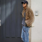 Women's Plush Faux-Fur Winter Jacket – Warm Cropped Statement Layer