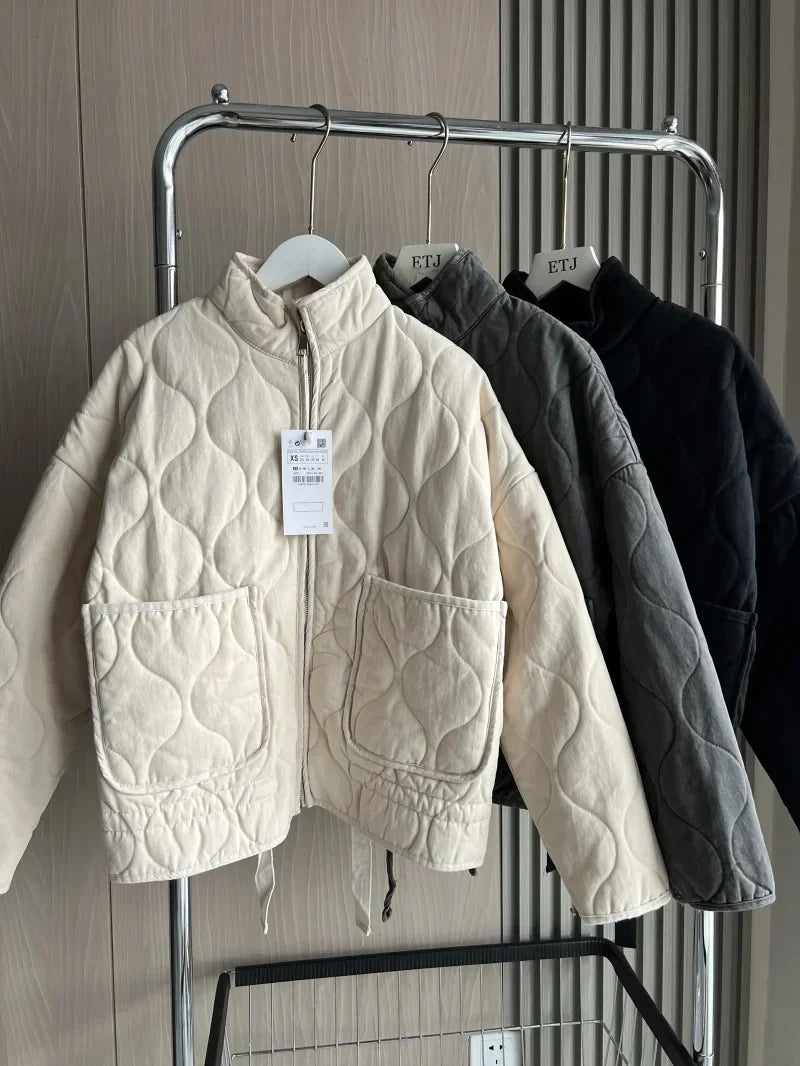 Quilted Everyday Jacket with Pocket Detail & Drawstring Waist