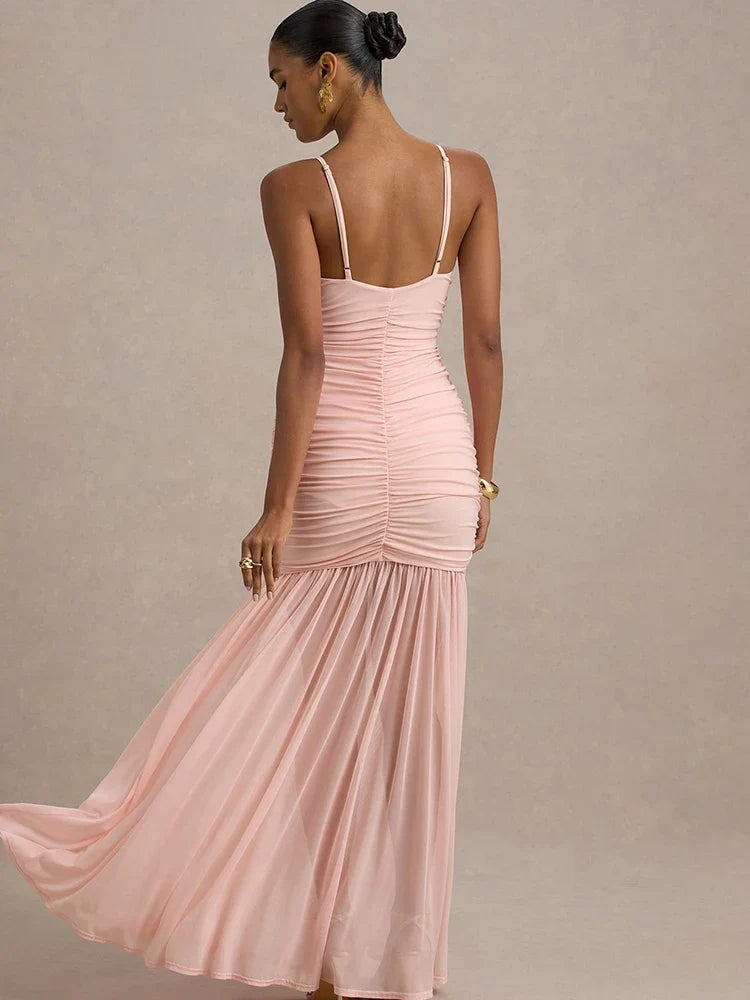 Yellow Patchwork Maxi Dress – V-Neck Backless Summer Gown | Meave & Ivy