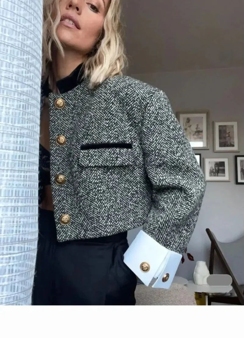Cropped Tweed Jacket - Classic Ladylike Style