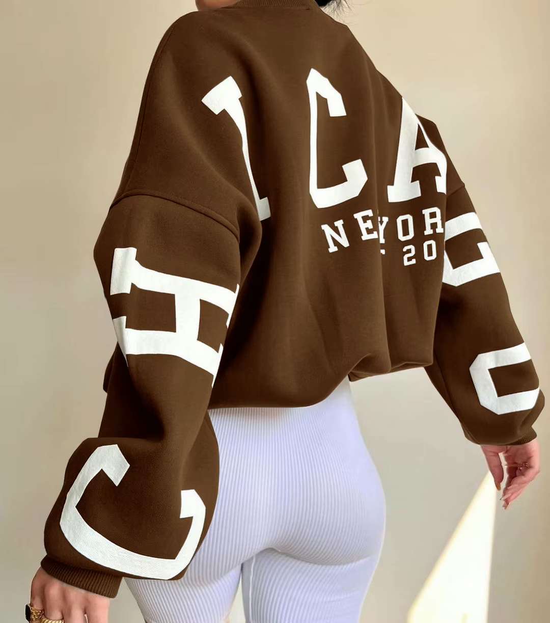 Chicago Print Oversized Sweatshirt – Soft Cotton Blend Streetstyle Jumper