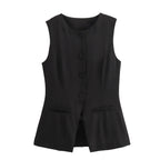 Sleeveless Tailored Vest – Summer Suiting Button Waistcoat | Meave & Ivy