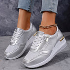 Women's Platform Trainers – Lightweight Everyday Comfort in Gold or Silver