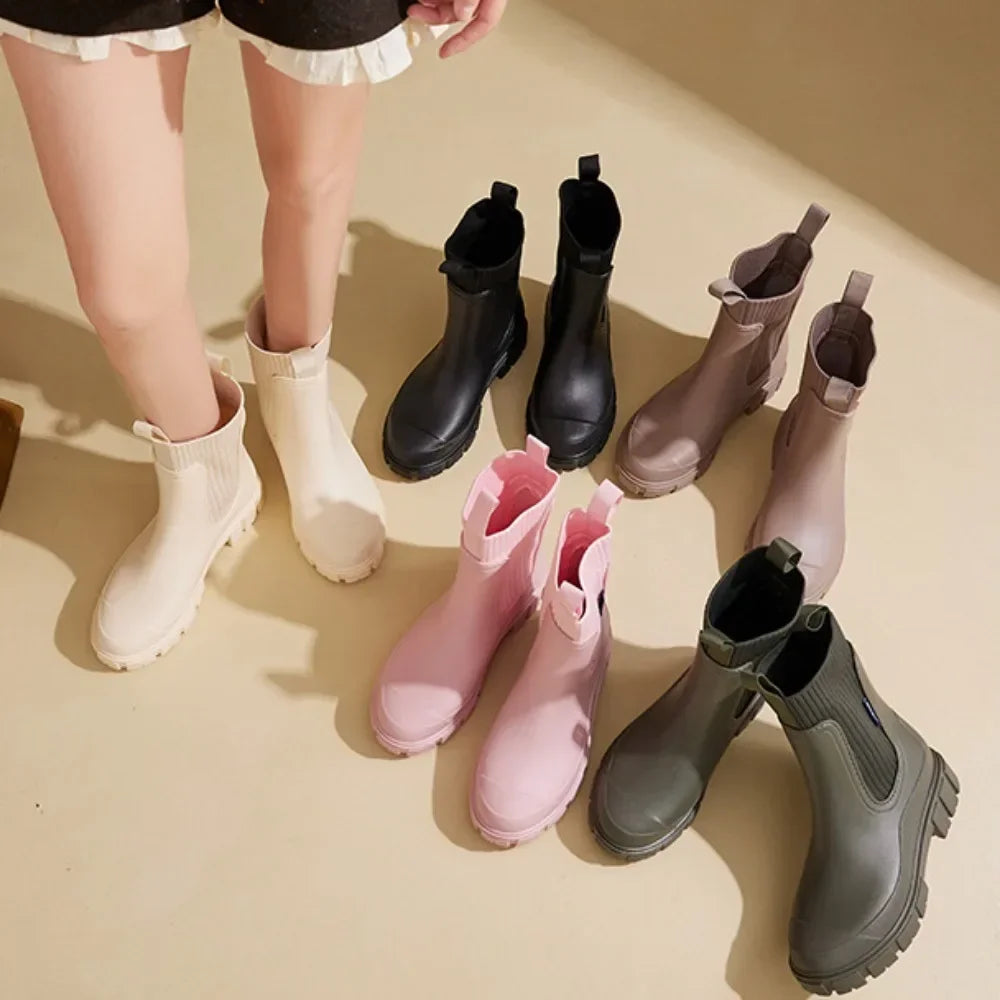 Waterproof Chelsea Rain Boots with Comfort Sole – Women's Wellies