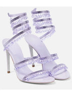 Crystal Wrap Heels – Sandals with Wraparound Ankle Strap & Rhinestones