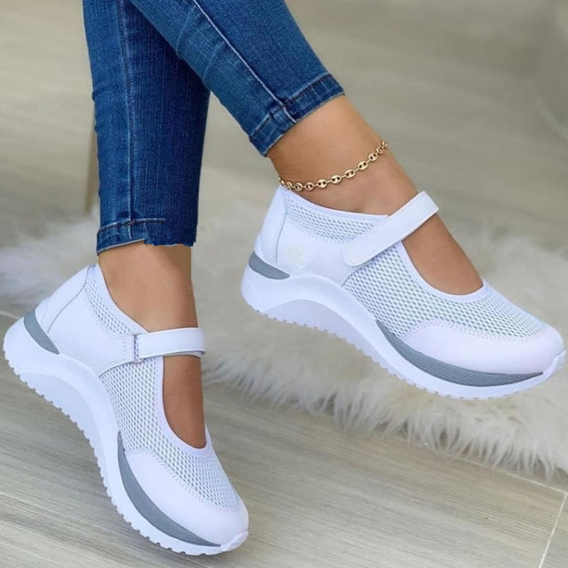 Women's Mesh Mary Jane Trainers with Adjustable Straps