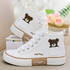White High-Top Canvas Trainer – Classic Flatform Sneaker | Meave & Ivy