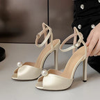 Pearl Ankle Strap Stiletto Sandal – Gladiator Heel | Meave & Ivy
