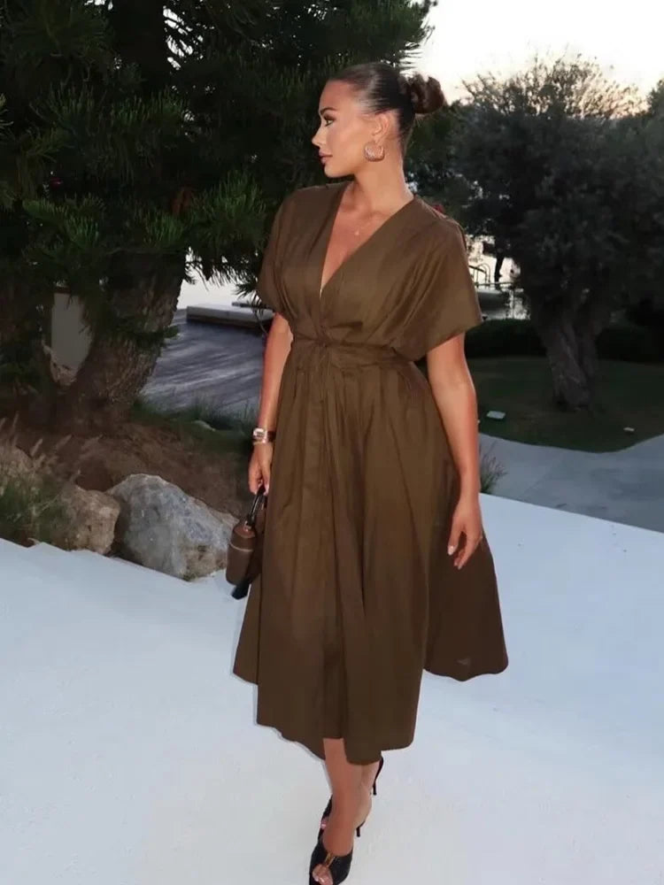 Lace Midi Dress – Elegant V-Neck Summer Dress | Meave & Ivy