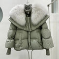 Women's Cropped Puffer Jacket – Warm Statement-Collar Layer