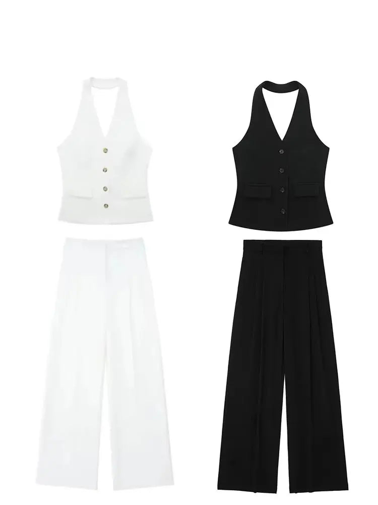 Halter Blazer Vest & Trouser Co-Ord Set – Tailored Suit | Meave & Ivy