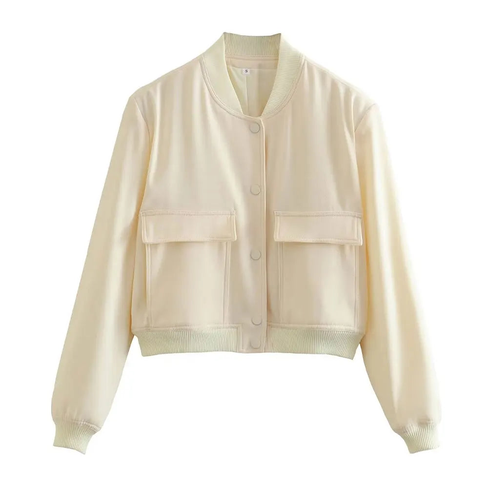 Vintage Bomber Jacket – Classic Casual Outerwear with Pockets | Meave & Ivy