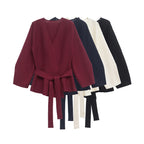 Shoulder-Pad Knit Blazer – Sculptural Belted Statement Jacket | Meave & Ivy