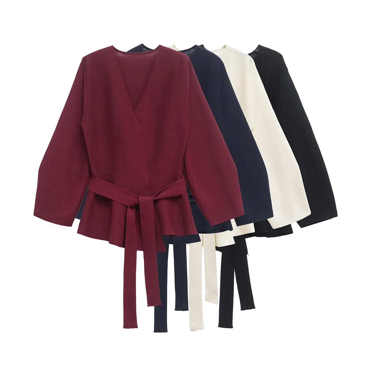 Shoulder-Pad Knit Blazer – Sculptural Belted Statement Jacket | Meave & Ivy