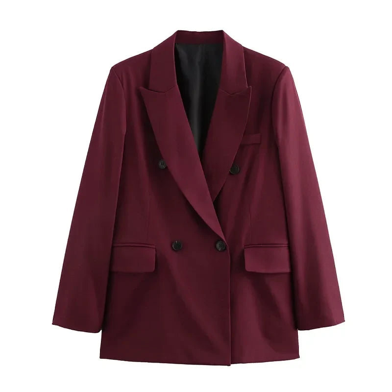 Burgundy Tailored Blazer - Single-Breasted