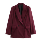 Burgundy Tailored Blazer - Single-Breasted