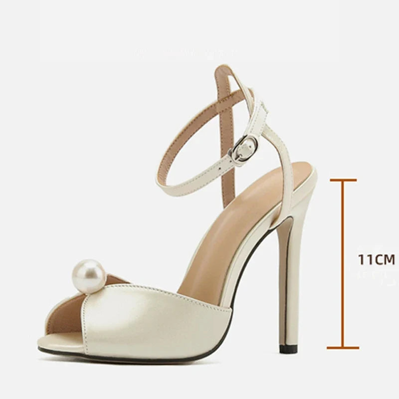 Pearl Ankle Strap Stiletto Sandal – Gladiator Heel | Meave & Ivy