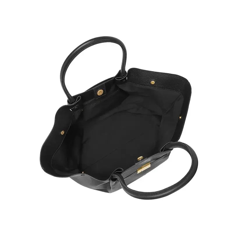 Luxury Tote Bag with Gold Clasp – Timeless Structured Handbag