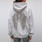 Grey Hoodie with Sequin Angel Wings – Sparkle Back Print Hoodie